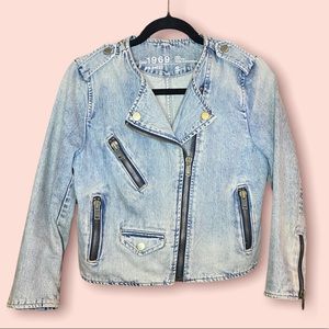 🔥 GAP CROPPED DENIM BIKER JACKET 🔥